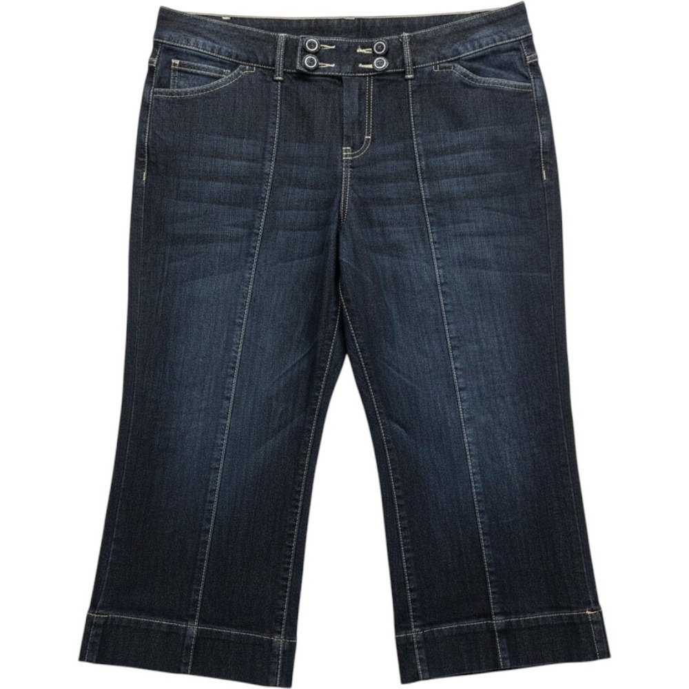 Dark Wash Denim Crop Jeans for Women - Navy Blue